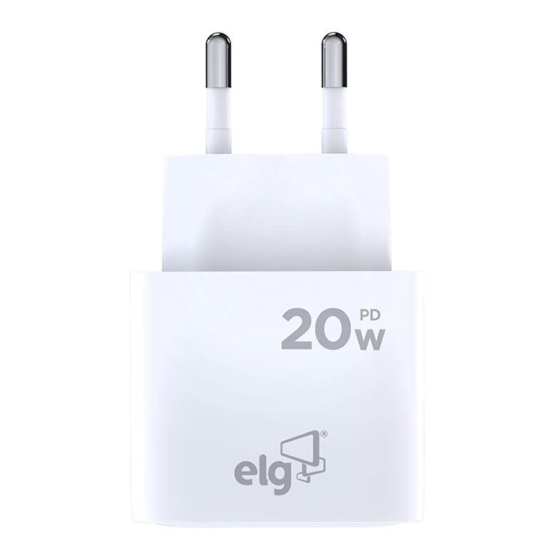 Carregador de Parede ELG Universal, Power Delivery 20W, USB-C, Branco, WCPD