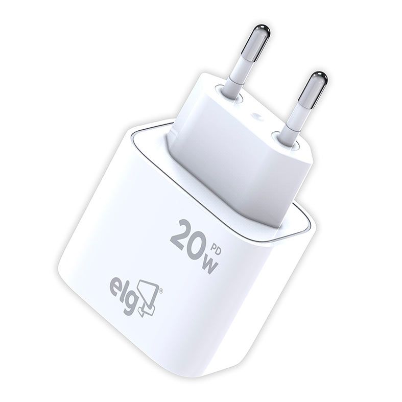 Carregador de Parede ELG Universal, Power Delivery 20W, USB-C, Branco, WCPD