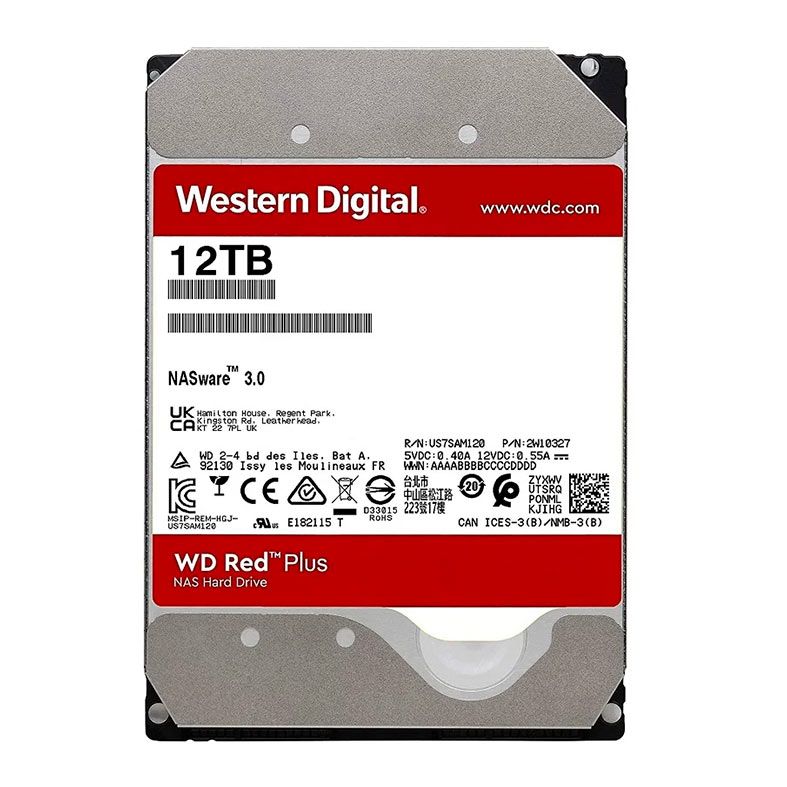 HD WD Red Plus NAS, 12TB, 3.5, 7200RPM, Sata III 6GB/s, Cache 512MB, WD120EFGX