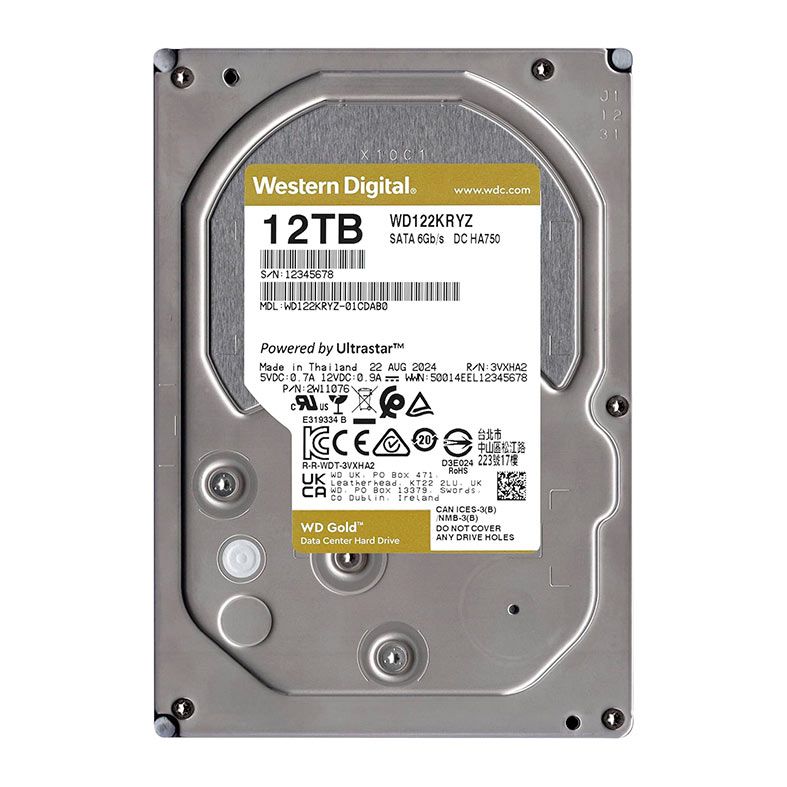 HD WD Gold, 12TB, 3.5, 7200RPM, Sata III 6GB/s, Cache 512MB, WD122KRYZ
