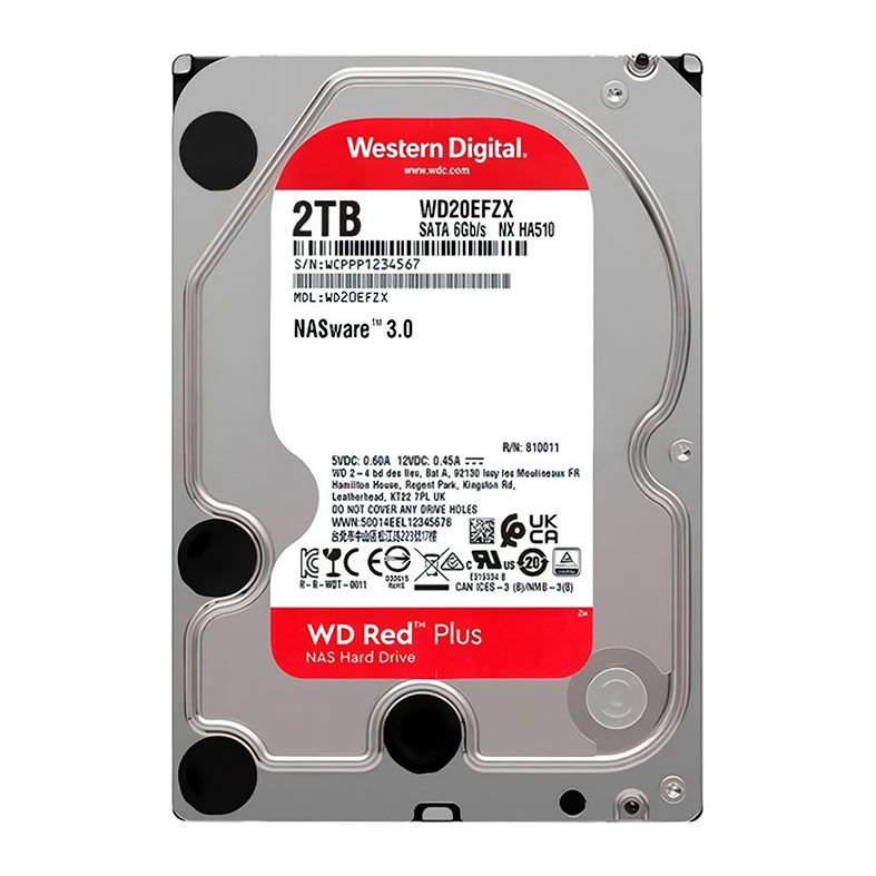 HD WD Red Plus, 2TB, 3.5, 5400RPM, Sata III 6GB/s, Cache 128MB, WD20EFZX