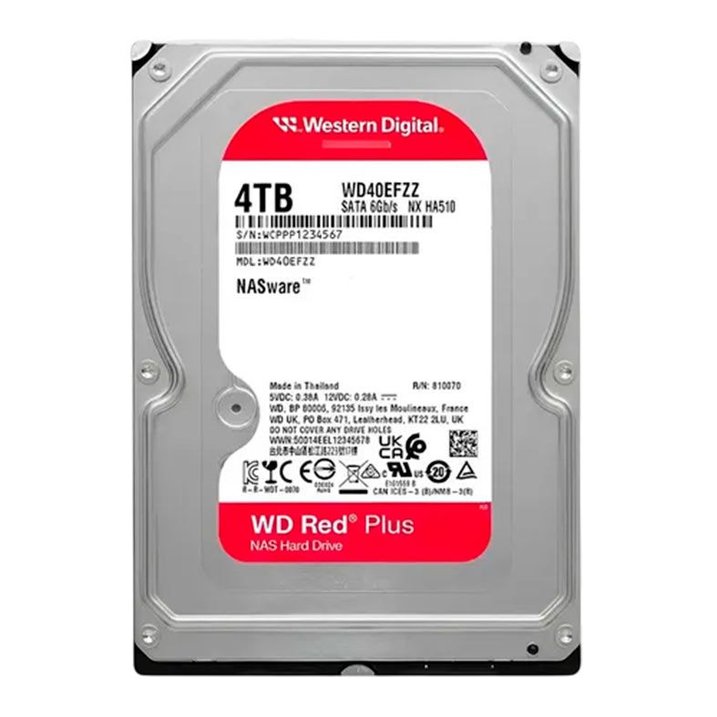 HD WD Red Plus NAS, 4TB, 3.5, 5400RPM, Sata III 6GB/s, Cache 128MB, WD40EFZZ