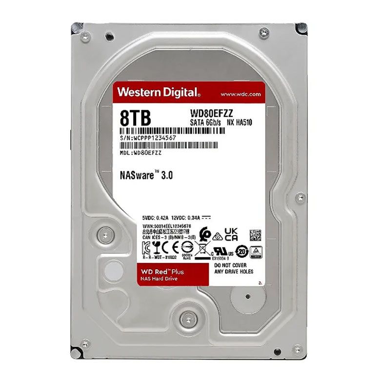 HD WD Red Plus, 8TB, 3.5, 5640RPM, Sata III 6GB/s, Cache 128MB, WD80EFZZ