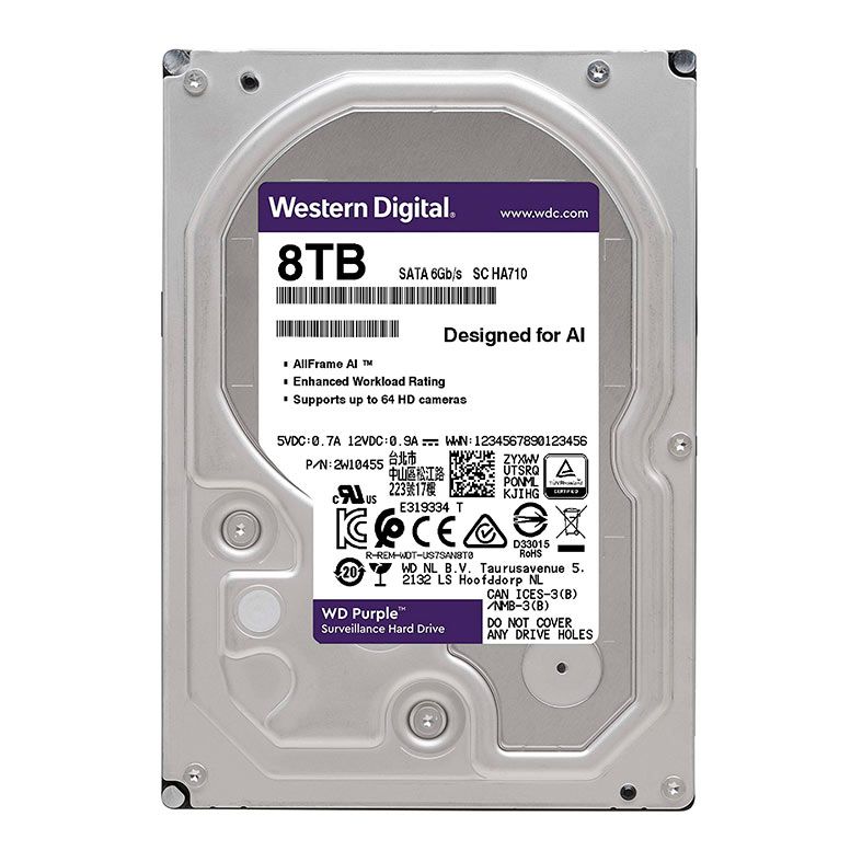 HD WD Purple 8TB, 3.5, 7200 RPM, Sata III 6GB/s, Cache 256MB, WD82PURX