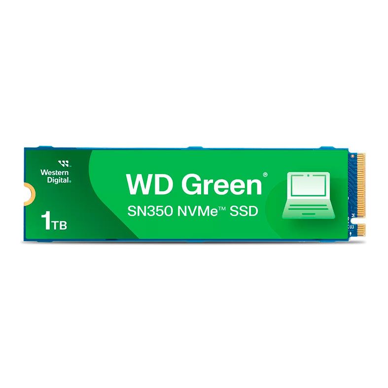 SSD WD Green SN350, 1TB, M.2 2280, PCIe NVMe, Leitura 2400 MB/s, Gravacao 1850 MB/s, WDS100T2G0C