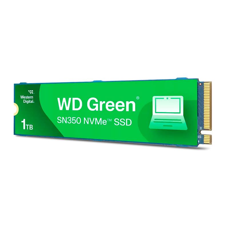 SSD WD Green SN350, 1TB, M.2 2280, PCIe NVMe, Leitura 2400 MB/s, Gravacao 1850 MB/s, WDS100T2G0C