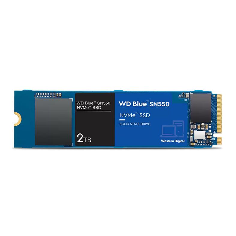 SSD WD Blue SN550, 2TB, M.2 2280, PCIe NVMe, Leitura 2600 MB/s, Gravacao 1800 MB/s, WDS200T2B0C
