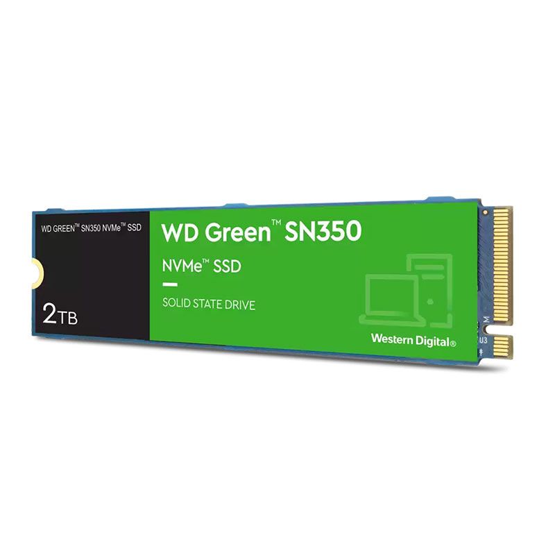 SSD WD Green SN350, 2TB, M.2 2280, PCIe NVMe, Leitura 3200 MB/s, Gravacao 3000 MB/s, WDS200T3G0C