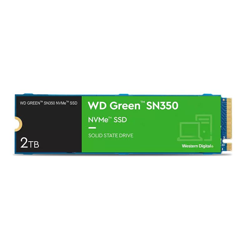 SSD WD Green SN350, 2TB, M.2 2280, PCIe NVMe, Leitura 3200 MB/s, Gravacao 3000 MB/s, WDS200T3G0C