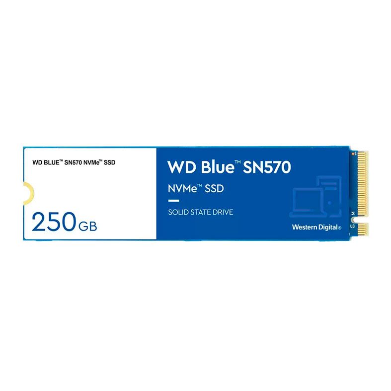 SSD WD Blue SN570, 250GB, M.2 2280, PCIe NVMe, Leitura 3300 MB/s, Gravacao 1200 MB/s, WDS250G3B0C