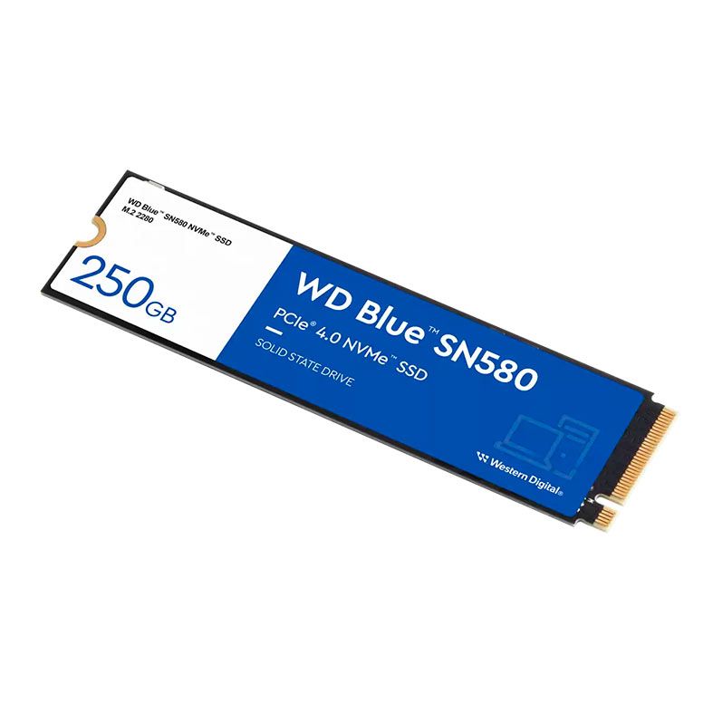 SSD WD Blue SN580, 250GB, M.2 2280, PCIe NVMe, Leitura 4000 MB/s, Gravacao 2000 MB/s, WDS250G3B0E
