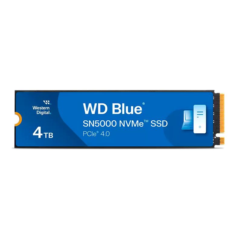 SSD WD Blue SN5000, 4TB, M.2 2280, PCIe NVMe, Leitura 5500MB/s, Gravacao 5000MB/s, WDS400T4B0E