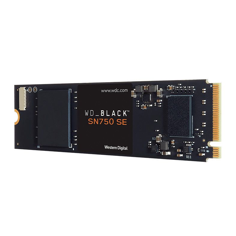 SSD WD Black SN750 SE, 500GB, M.2 2280, PCIe NVMe, Leitura 3600 MB/s, Gravacao 2000 MB/s, WDS500G1B0E