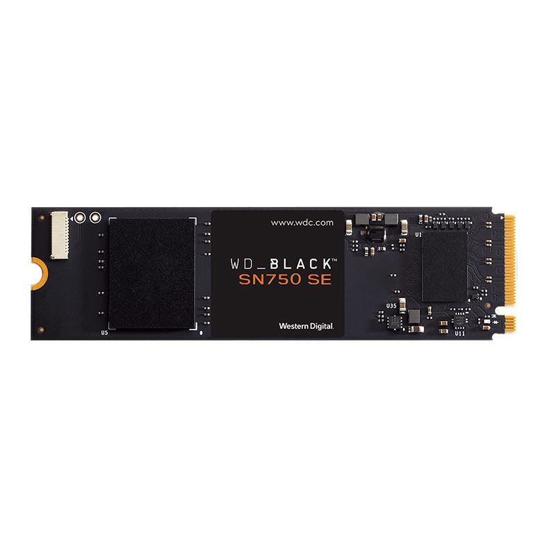 SSD WD Black SN750 SE, 500GB, M.2 2280, PCIe NVMe, Leitura 3600 MB/s, Gravacao 2000 MB/s, WDS500G1B0E