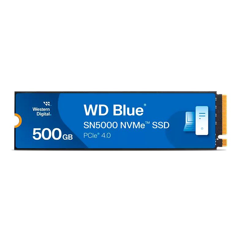 SSD WD Blue SN5000, 500GB, M.2 2280, PCIe NVMe, Leitura 5000MB/s, Gravacao 4000MB/s, WDS500G4B0E