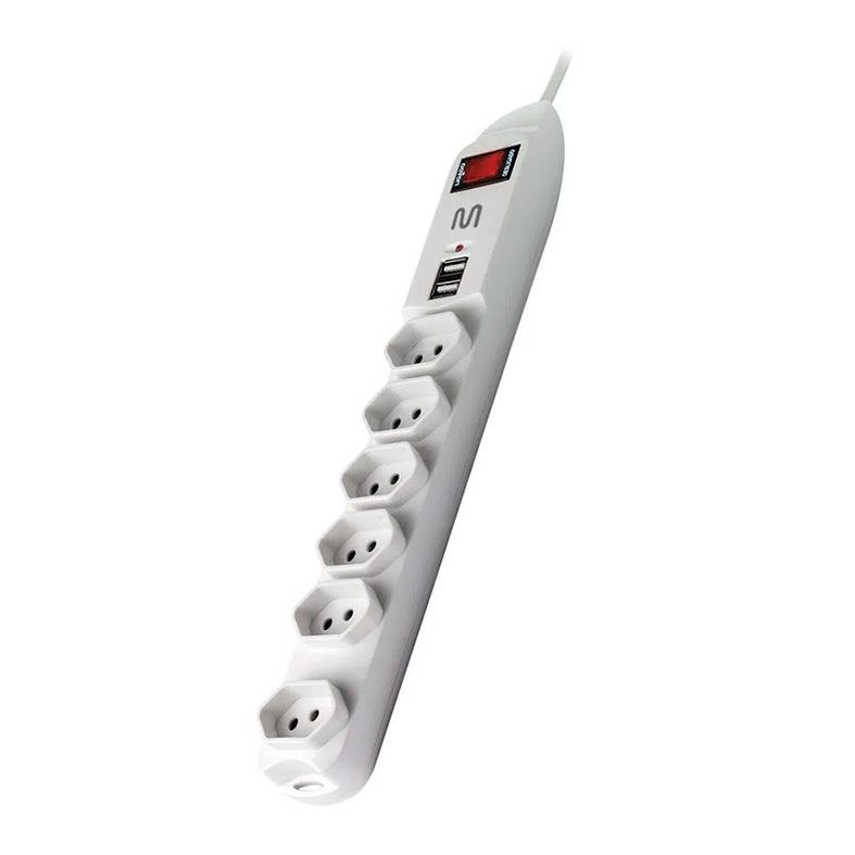 Filtro de Linha Multi, 6 Tomadas, 2xUSB, 1.5m, Branco, WI251