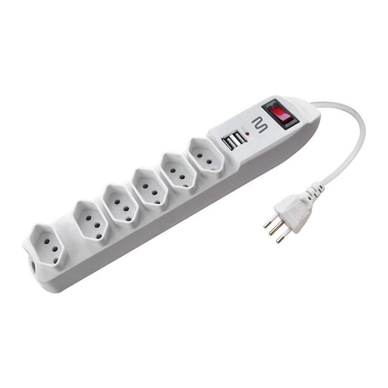 Filtro de Linha Multi, 6 Tomadas, 2xUSB, 1.5m, Branco, WI251