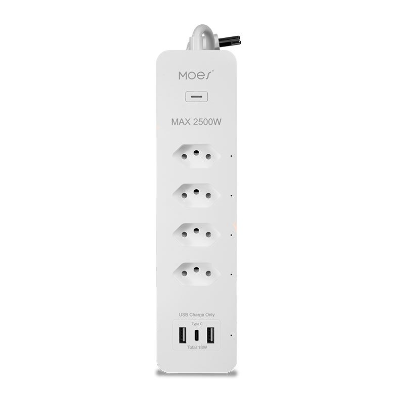 Filtro de Linha Smart Moes, 4 Tomadas, 2 USB + Tipo-C, 1.4m, Branco, WPS-X-BR10-TC-EN