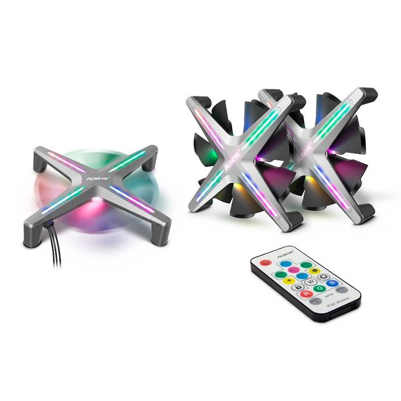 Kit Ventoinhas Alseye X12 RGB 3x120mm Grey, X12-RGB3X-GREY