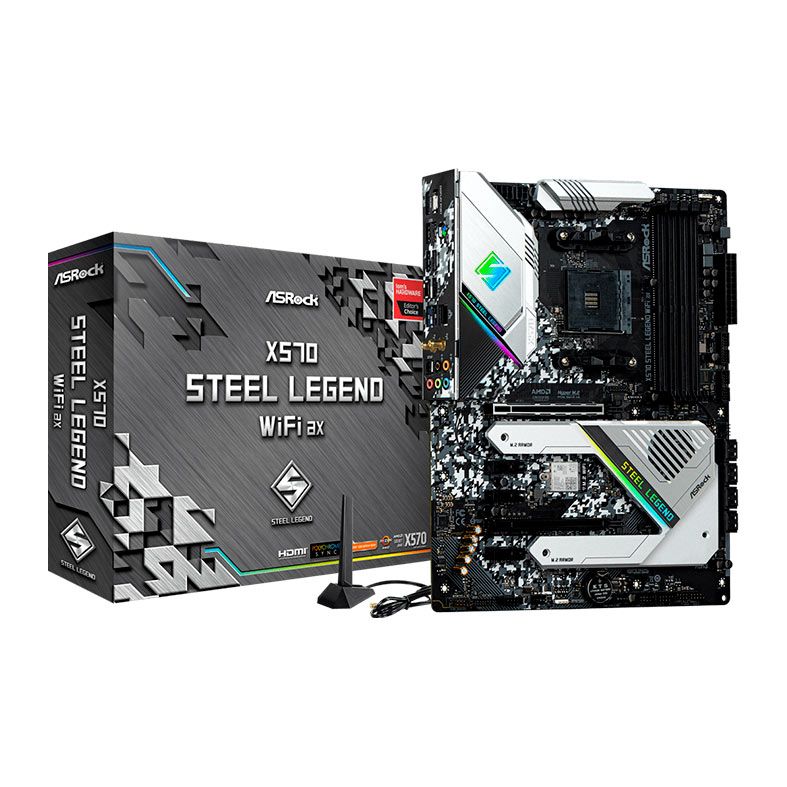 Placa Mae AsRock X570 Steel Legend WiFi AX, DDR4, Socket AM4, ATX, Chipset AMD X570, X570-STEEL-LEGEND-WIFI-AX