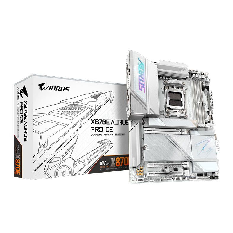 Placa Mae Gigabyte X870E Aorus PRO ICE, DDR5, Socket AMD AM5, ATX, Chipset AMD X870E, X870E-AORUS-PRO-ICE - PRE VENDA