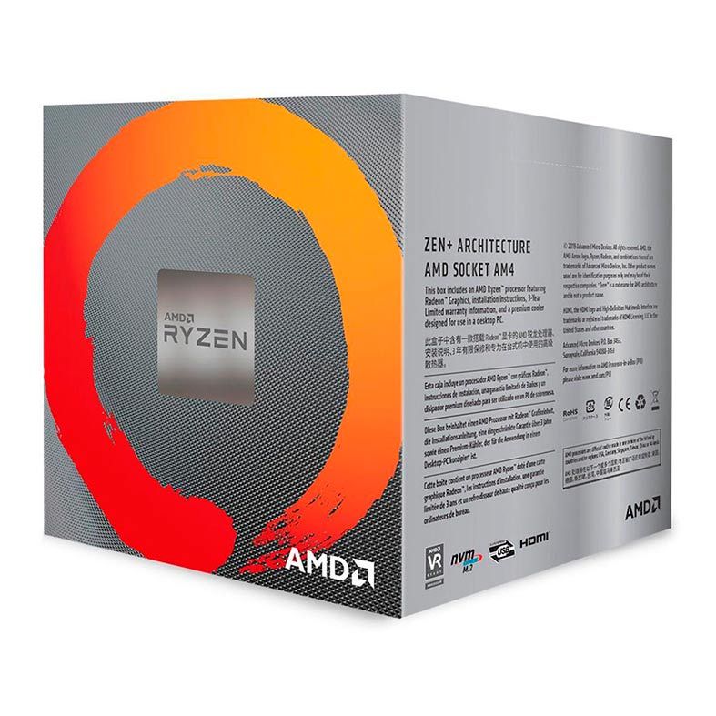 Processador AMD Ryzen 5 3400G, 4-Core, 8-Threads, 3.7GHz (4.2GHz Turbo), Cache 6MB, AM4, YD340GC5FHBOX