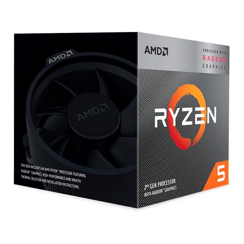 Processador AMD Ryzen 5 3400G, 4-Core, 8-Threads, 3.7GHz (4.2GHz Turbo), Cache 6MB, AM4, YD340GC5FIBOX