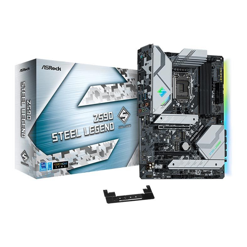 Placa Mae ASRock Z590 Steel Legend, DDR4, Socket LGA1200, ATX, Chipset Intel Z590, Z590 STEEL LEGEND