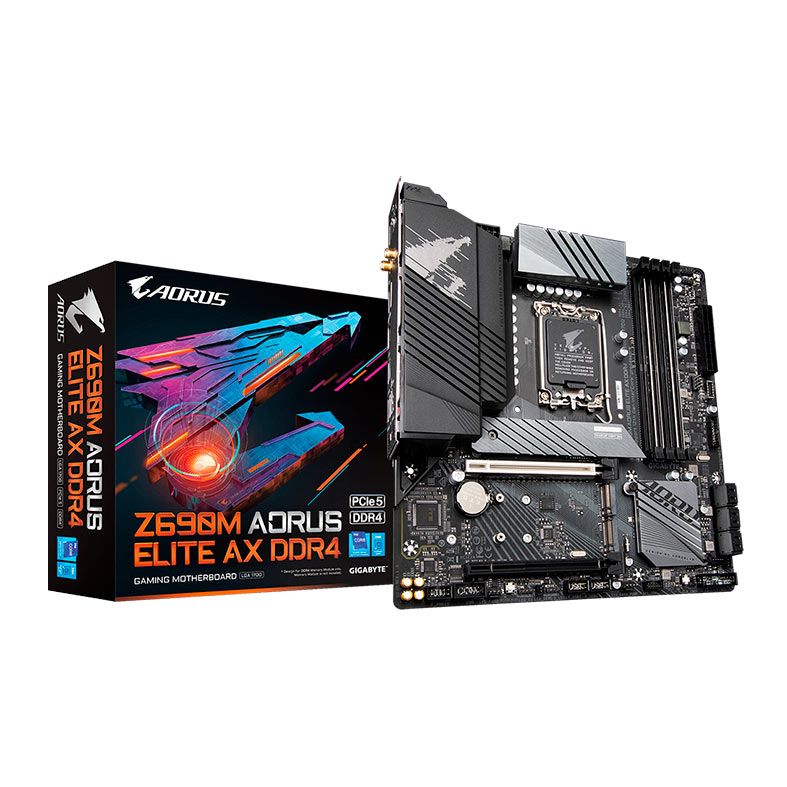 Placa Mae Gigabyte Z690M Aorus Elite AX DDR4, WiFi, Socket 1700, M-ATX, Chipset intel Z690, Z690M-A-ELITE-AX-DDR4