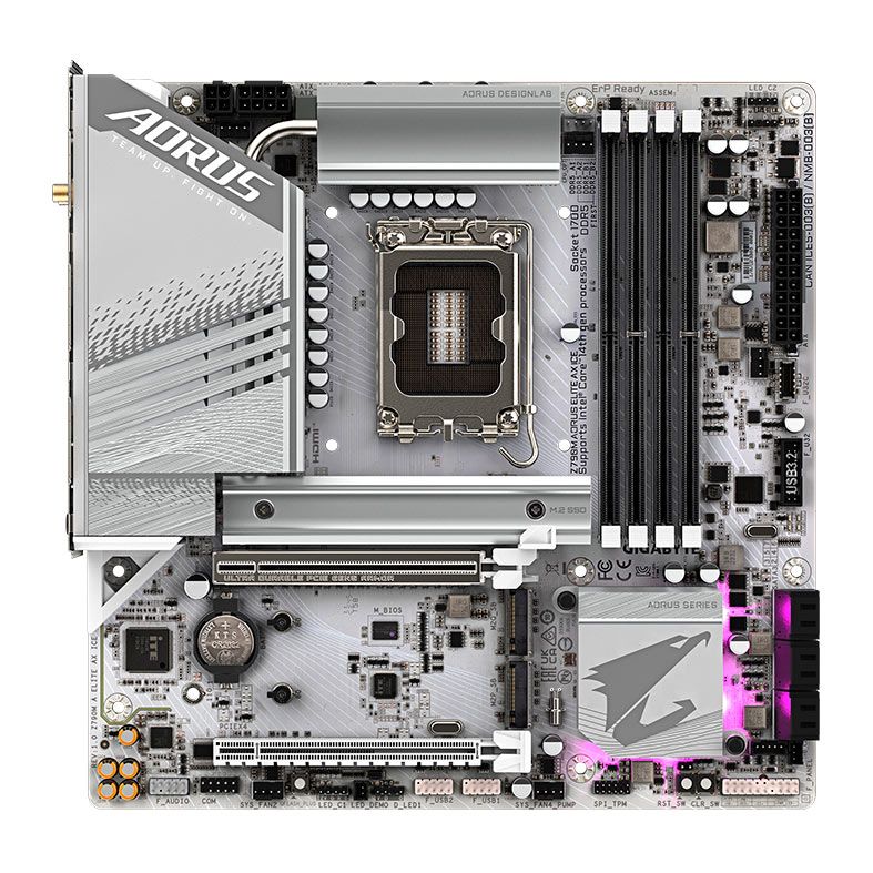 Placa Mae Gigabyte Z790M Aorus Elite AX Ice, DDR5, LGA 1700, M-ATX, Chipset Intel Z790, Z790M-AORUS-ELITE-AX-ICE | Pichau