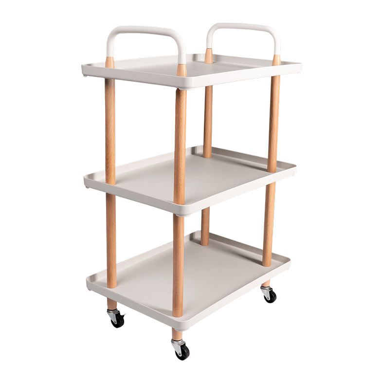 Carrinho Organizador Multiuso Zinnia Kyoto ZO6, Branco e Madeira