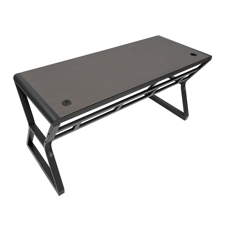 Mesa Para Escritorio Zinnia Aurea A160, Tampo de Madeira,160cm, Preto, ZNO-ARA-WOD