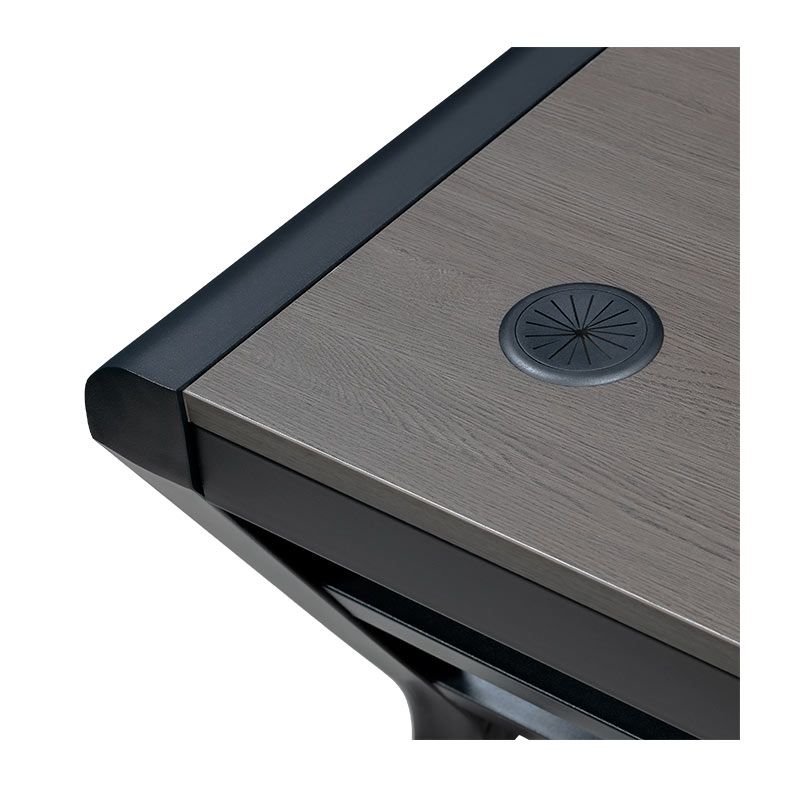 Mesa Para Escritorio Zinnia Aurea A160, Tampo de Madeira,160cm, Preto, ZNO-ARA-WOD