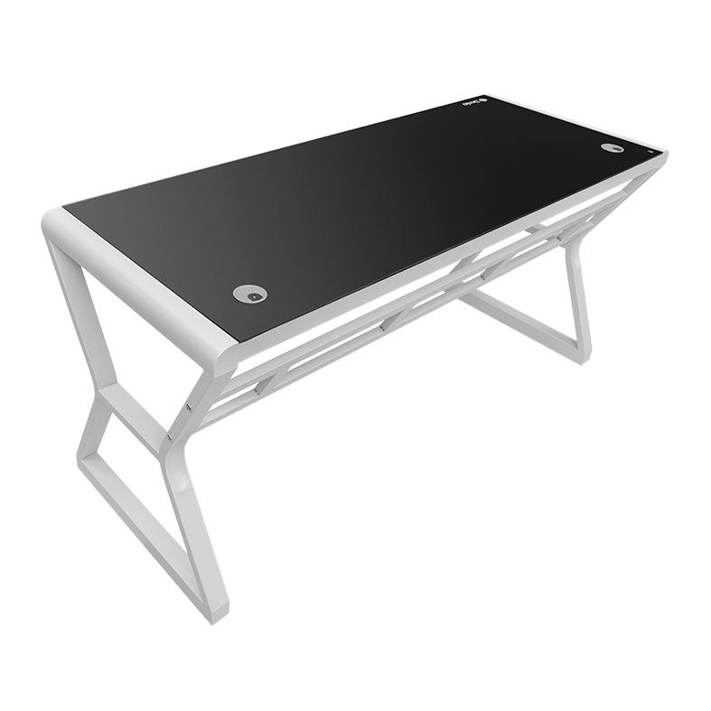 Mesa para Escritório Zinnia Aurea A160, Vidro Temperado, 160cm, Branco, ZNO-ARA-WT02