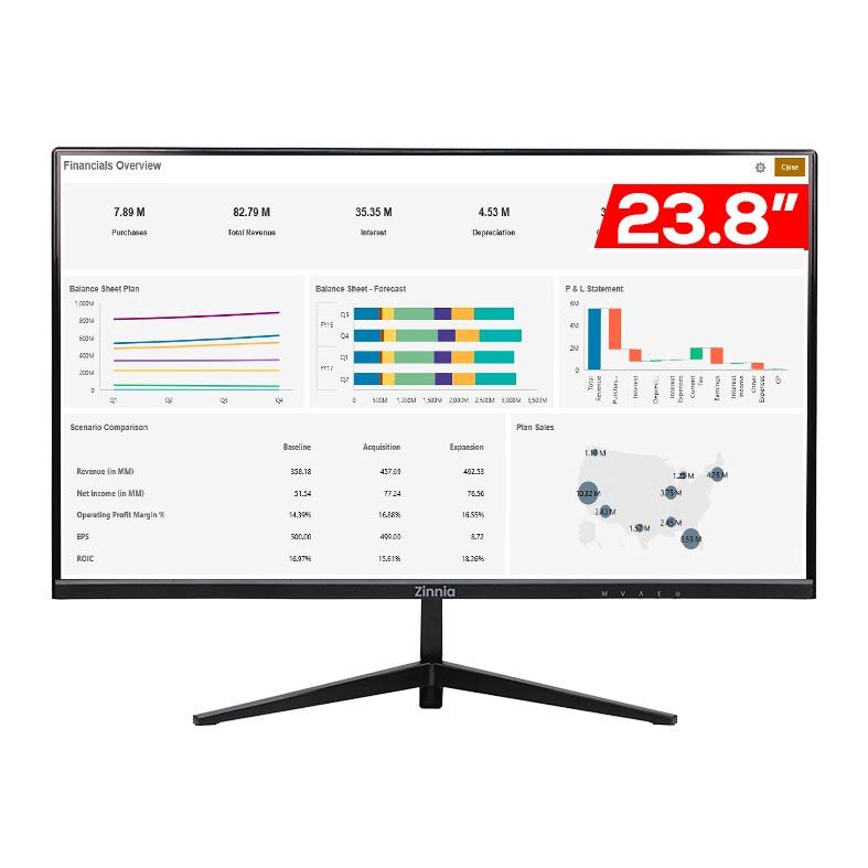 Monitor Zinnia Delfos DF24, 24 Pol VA, FHD, sRGB 90, 75Hz, VGA/HDMI, ZNO-DFO24-BL01