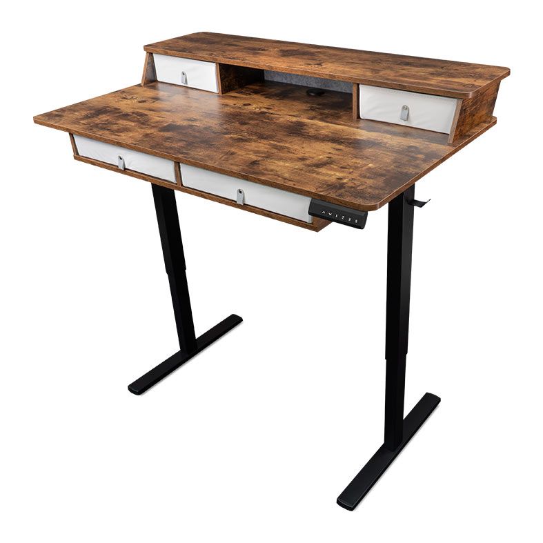 Mesa Zinnia Florium, 120cm, Com Regulagem de Altura, 4 Gavetas, Castanho Rustico, ZNO-FLRM-WD01