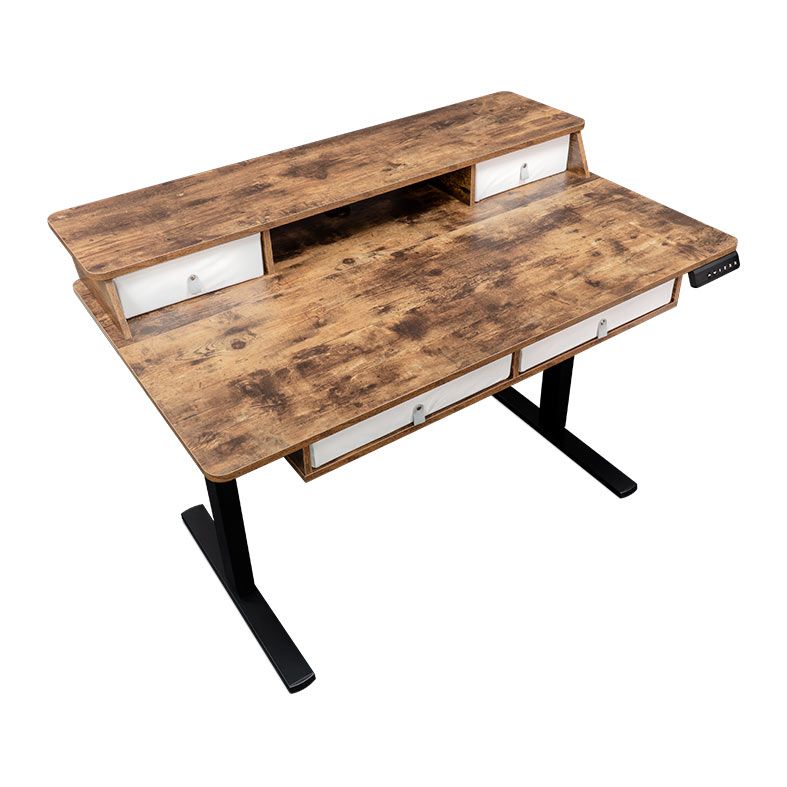 Mesa Zinnia Florium, 120cm, Com Regulagem de Altura, 4 Gavetas, Castanho Rustico, ZNO-FLRM-WD01