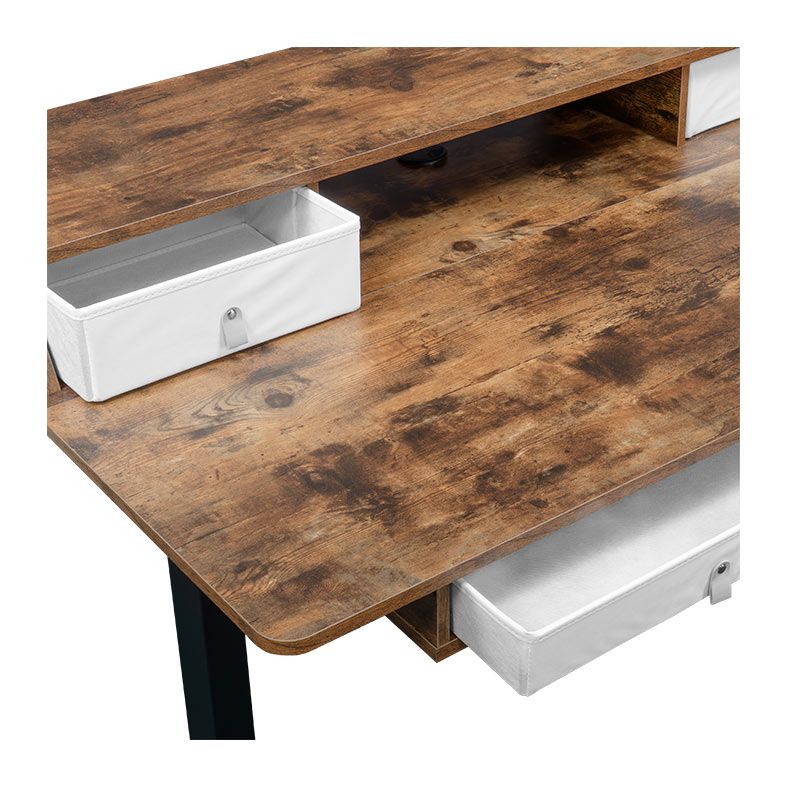 Mesa Zinnia Florium, 120cm, Com Regulagem de Altura, 4 Gavetas, Castanho Rustico, ZNO-FLRM-WD01