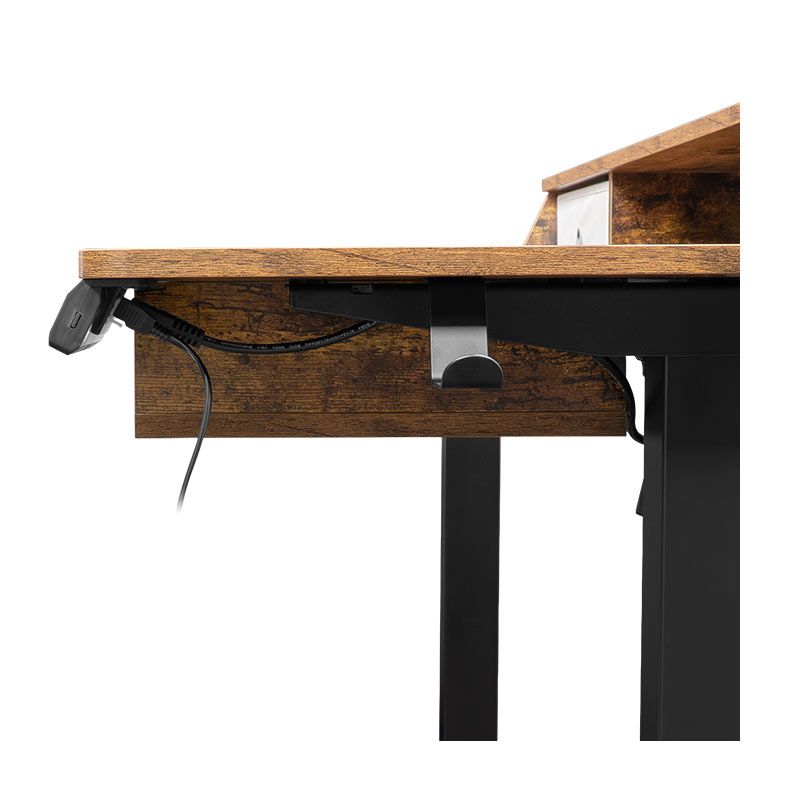 Mesa Zinnia Florium, 120cm, Com Regulagem de Altura, 4 Gavetas, Castanho Rustico, ZNO-FLRM-WD01