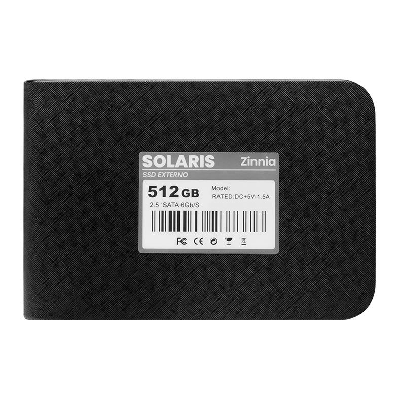SSD Externo Zinnia Solaris, 512GB, USB-C, Leitura 500 MB/s, Gravacao 450 MB/s, ZNO-SLR-512