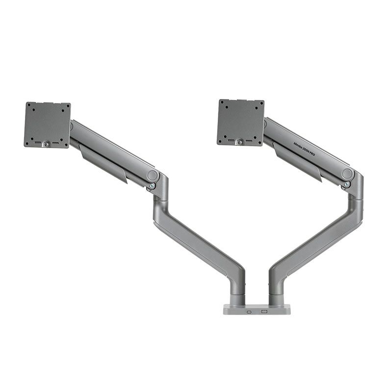 Suporte Articulado Com Pistão a Gas Para Dois Monitores Zinnia Nimbo 200N PRO, 17 Pol. a 45 Pol., Preto, ZNO-ZB200PRO-BK01