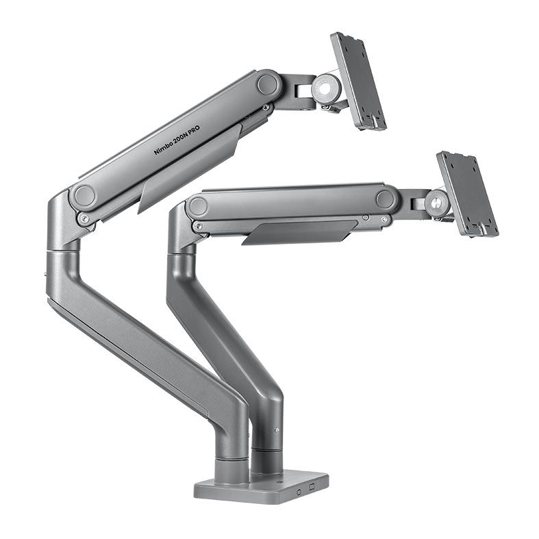 Suporte Articulado Com Pistão a Gas Para Dois Monitores Zinnia Nimbo 200N PRO, 17 Pol. a 45 Pol., Preto, ZNO-ZB200PRO-BK01