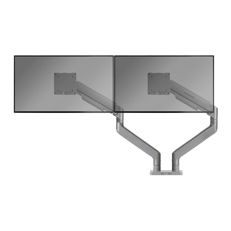 Suporte Articulado Com Pistão a Gas Para Dois Monitores Zinnia Nimbo 200N PRO, 17 Pol. a 45 Pol., Preto, ZNO-ZB200PRO-BK01