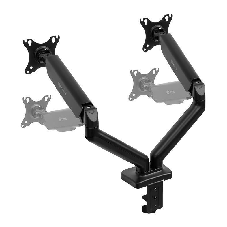 Suporte Articulado Com Pistao a Gas Para Dois Monitores Zinnia Nimbo 200N, 17 Pol. a 32 Pol., Preto, ZNO-ZBO200N-BK01