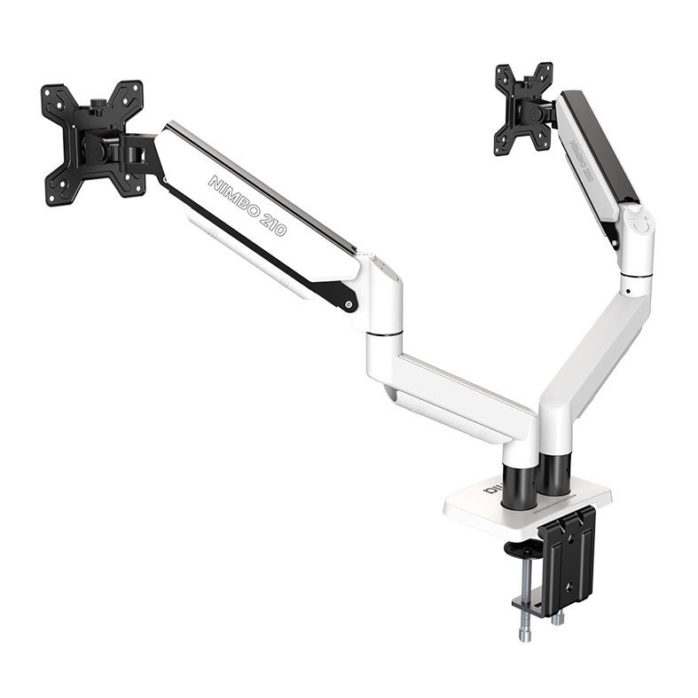 Suporte Articulado Para Dois Monitores Zinnia Nimbo 210, 13 Pol. a 32 Pol., Branco, ZNO-ZNNBO210-WH01