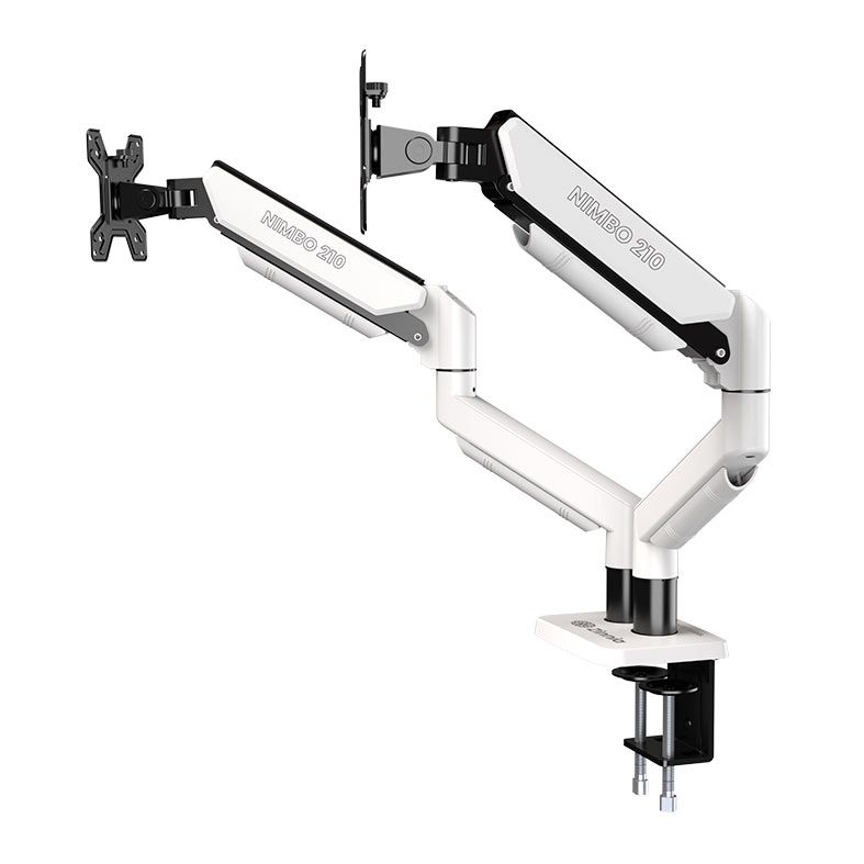 Suporte Articulado Para Dois Monitores Zinnia Nimbo 210, 13 Pol. a 32 Pol., Branco, ZNO-ZNNBO210-WH01