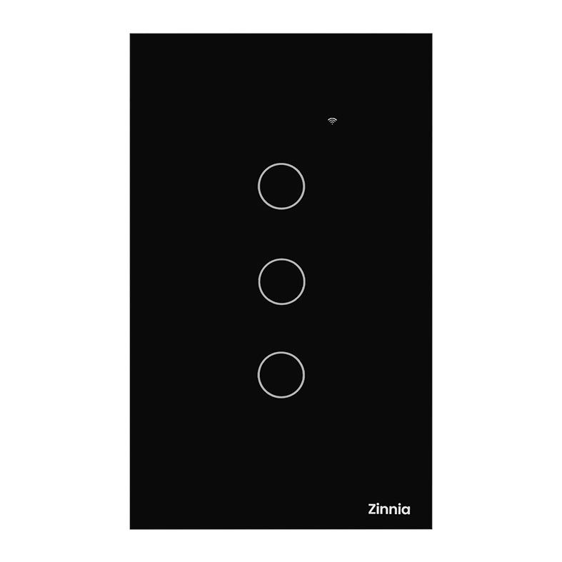 Interruptor Smart Zinnia, 3 Botoes, 10A, 50/60Hz, Preto, ZNS-I3B-BK01