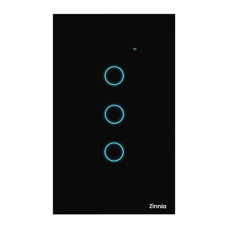 Interruptor Smart Zinnia, 3 Botoes, 10A, 50/60Hz, Preto, ZNS-I3B-BK01