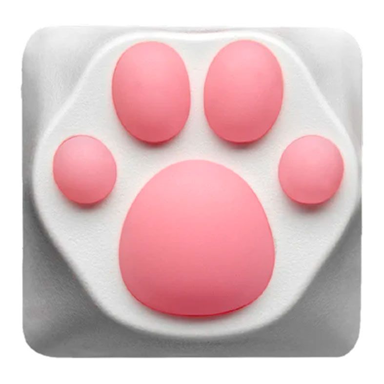 Keycap Gamer Zomoplus Kitty Paw White Pink , ABS e Silicone, ZOMO-WHITE-PINK