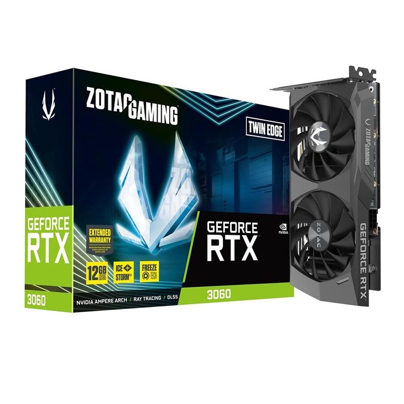 Placa de Video Zotac GeForce RTX 3060 Twin Edge, 12GB, GDDR6, 192-Bit, ZT-A30600E-10M